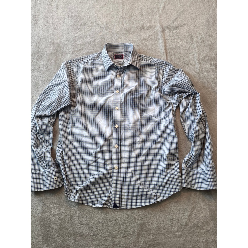UNTUCKit Button Down Shirt Mens Medium Blue White Green Plaid Long Sleeve